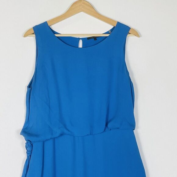 Kobi Halperin Blue Silk Sleeveless Blouson Asymmetrical Side Tie Dress Womens 10 - Picture 2 of 9